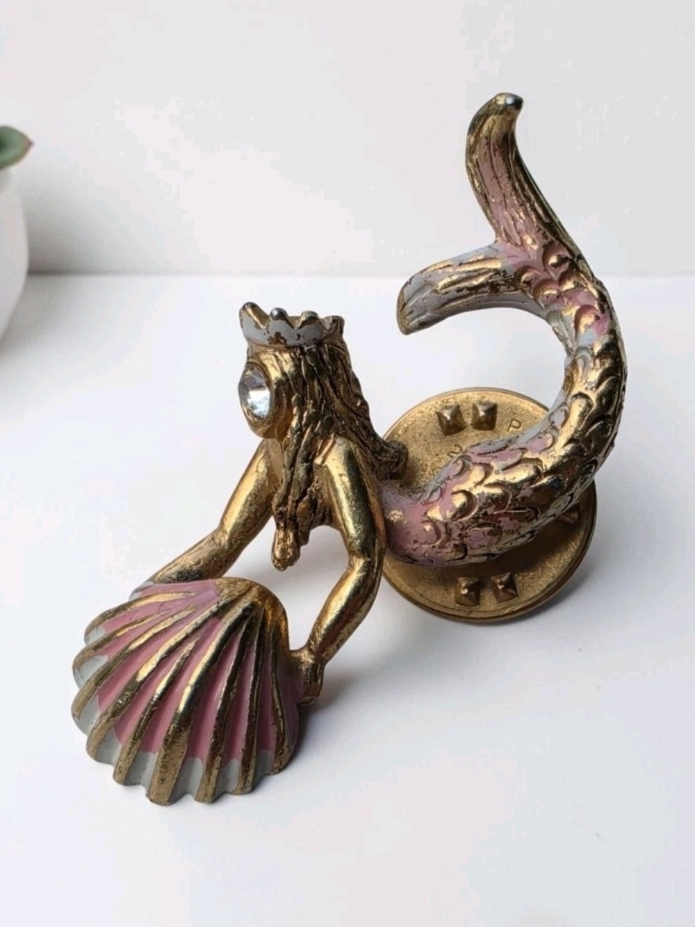 Vintage Marvella Mermaid Nautical Scatter Pin Brooch Pink Enamel Rhinestone MCM